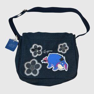 Disney Eeyore Denim Shoulder Bag With Floral Appliques